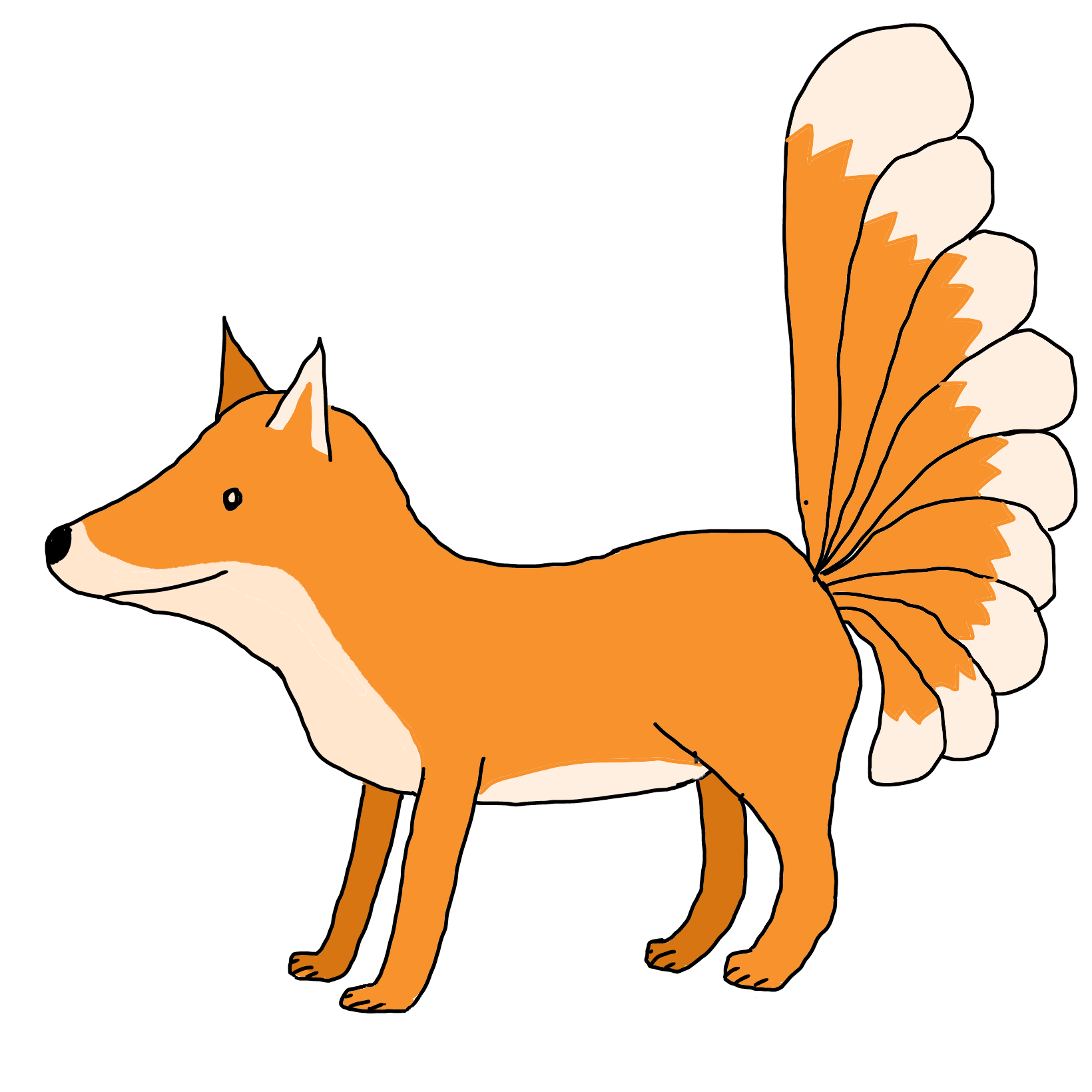 九本のしっぽがある狐のイラスト